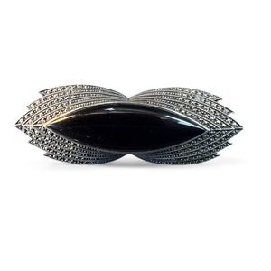 925 Vintage Judith Jack Brooch - Silver Onyx and Marcasite Art Deco Inspired